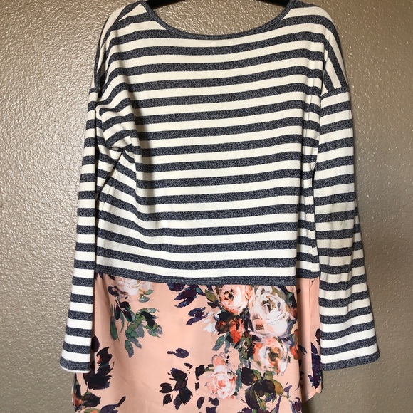 Anthropologie Postmark Striped/Floral Layered Top - Picture 5 of 7